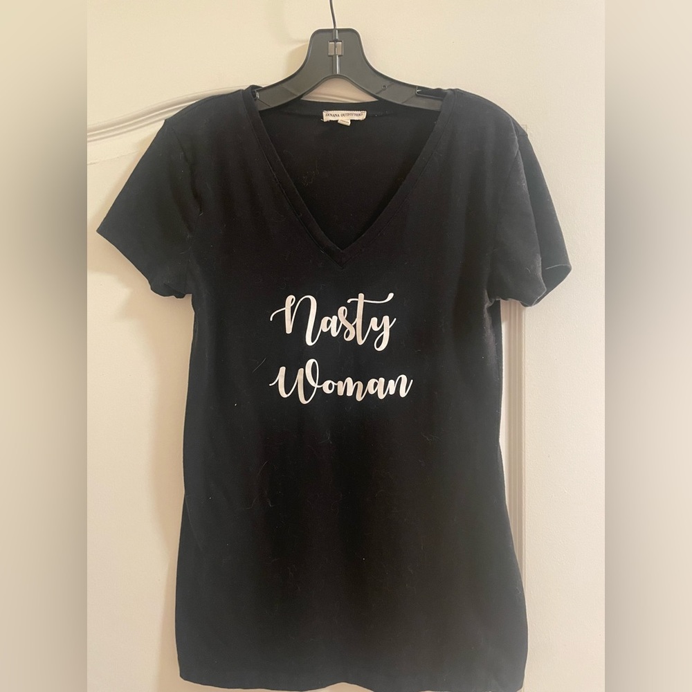 EUC Zenana Outfitters “nasty woman” captioned medium size black tee